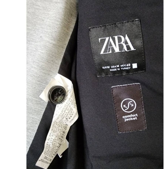Zara Confort Blazer Jacket Stretch Fit in light gray Size Large - Picture 9 of 11